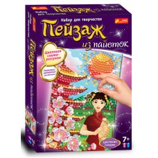 Картинки из песка, блесток, пайеток - Пейзаж из пайеток. Цветение сакуры